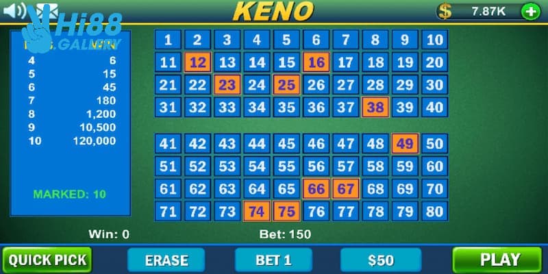 Cược cửa thấp trong Keno tăng cơ hội thắng cực khủng